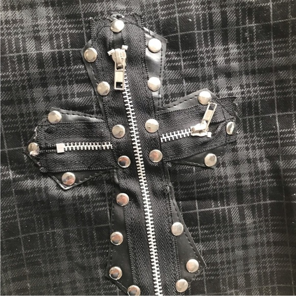 CYBER PUNK CROSS EMO MINI SKIRT Chrome hearts inspired - Picture 6 of 6